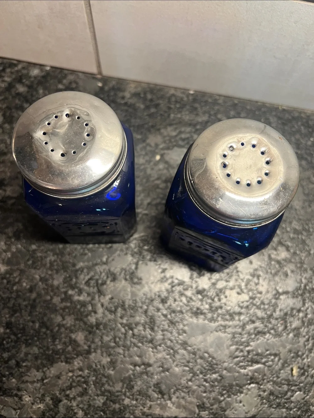 Cobalt Blue Glass Salt and Pepper Shaker Set